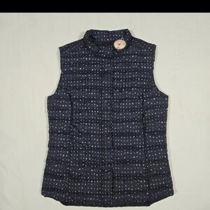 Elegant Navy Polka Dot Puffer Vest